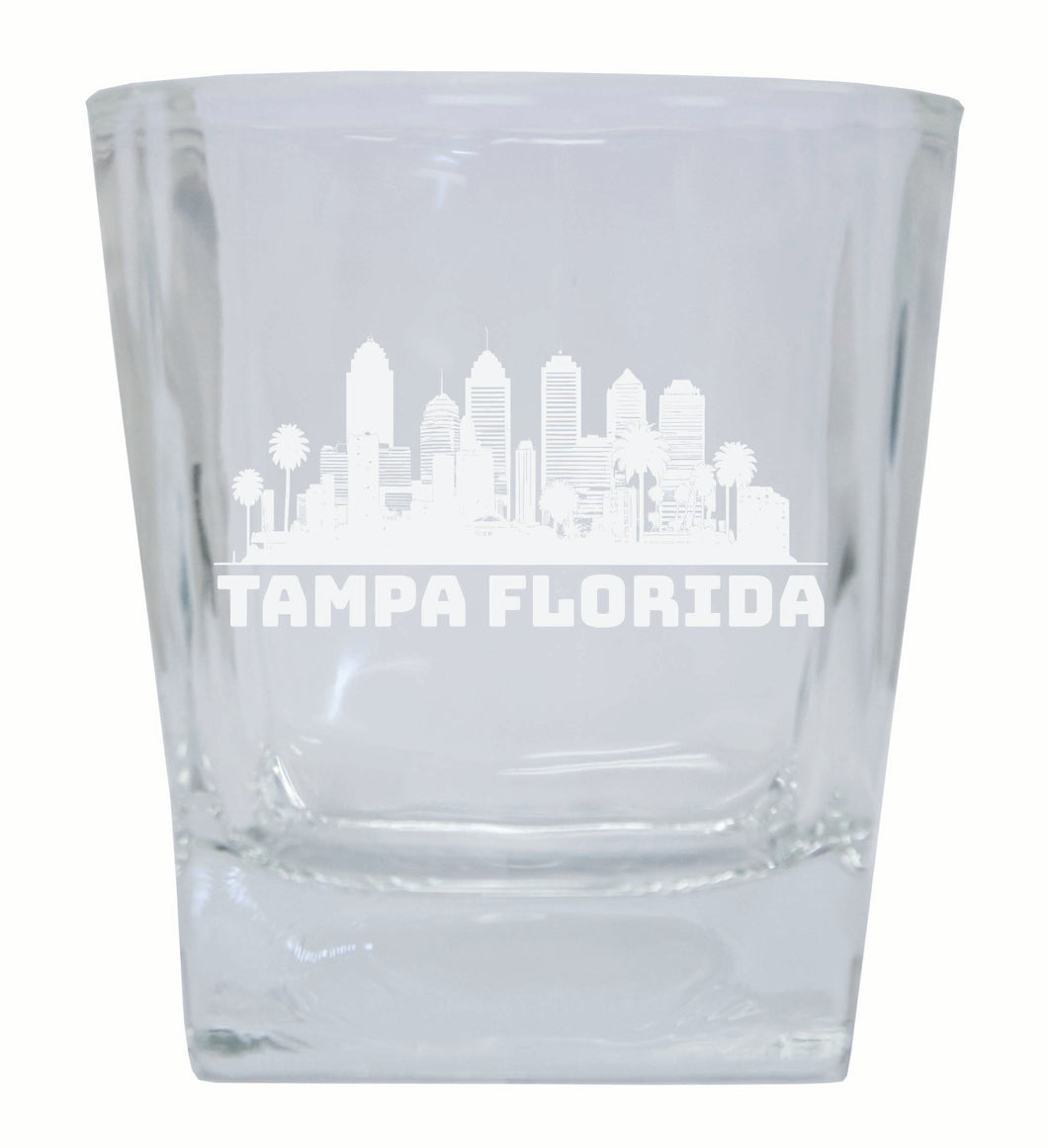 Tampa Florida Souvenir 10 oz Engraved Whiskey Glass Rocks Glass 2-Pack