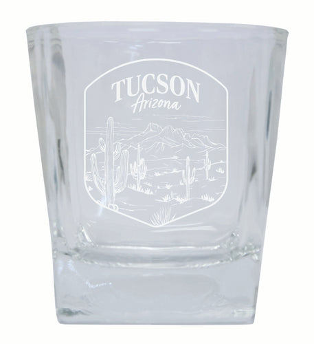 Tucson Arizona Souvenir 10 oz Engraved Whiskey Glass Rocks Glass 4-Pack