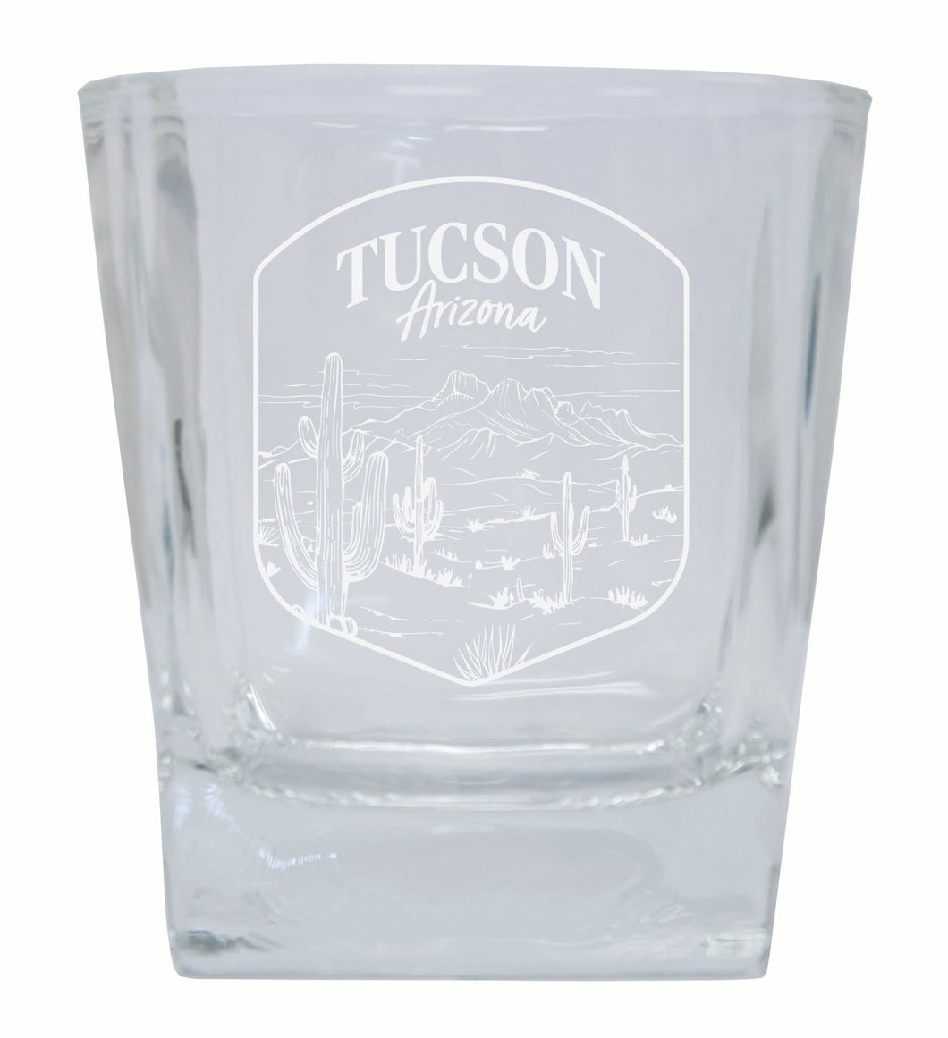 Tucson Arizona Souvenir 10 oz Engraved Whiskey Glass Rocks Glass 4-Pack