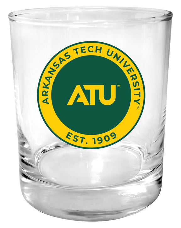 Arkansas Tech University 11 oz Round College Whiskey Glass – Officially Licensed with Full Color or Engraved Logo 