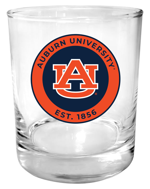 Auburn Tigers 11 oz Round College Whiskey Glass – Officially Licensed with Full Color or Engraved Logo 