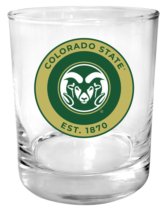 Colorado State Rams 11 oz Round College Whiskey Glass – Officially Licensed with Full Color or Engraved Logo 