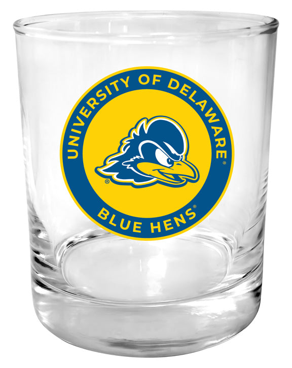Delaware Blue Hens 11 oz Round College Whiskey Glass – Officially Licensed with Full Color or Engraved Logo 