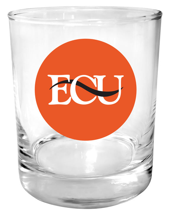 East Central University Tigers 11 oz Round College Whiskey Glass – Officially Licensed with Full Color or Engraved Logo 