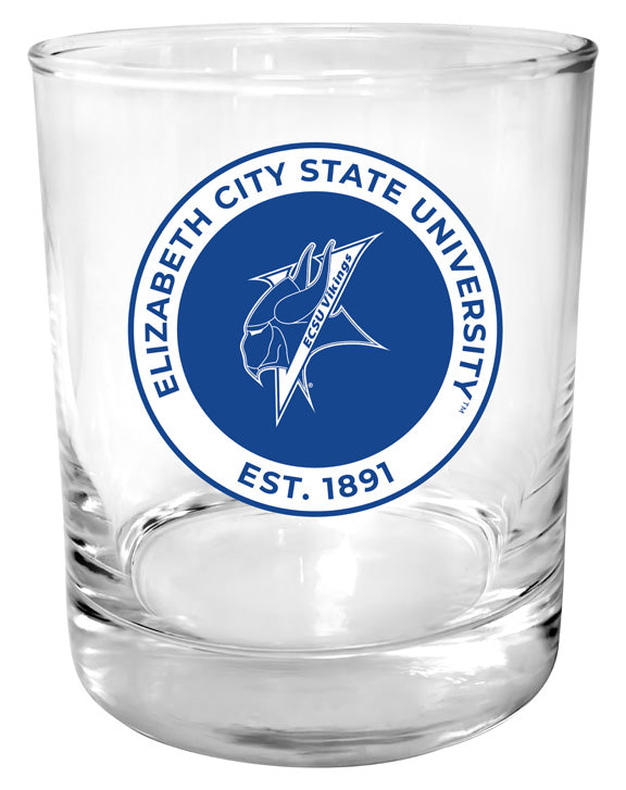 Elizabeth City State University 11 oz Round College Whiskey Glass – Officially Licensed with Full Color or Engraved Logo 