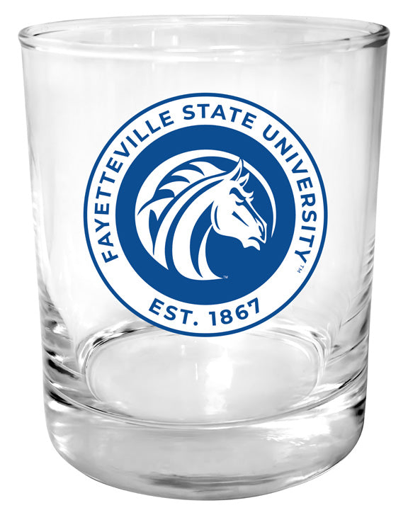 Fayetteville State University 11 oz Round College Whiskey Glass – Officially Licensed with Full Color or Engraved Logo 
