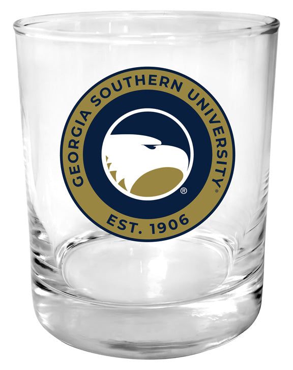 Georgia Southern Eagles 11 oz Round College Whiskey Glass – Officially Licensed with Full Color or Engraved Logo 