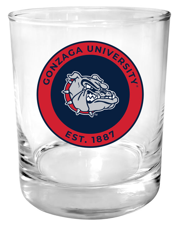 Gonzaga Bulldogs 11 oz Round College Whiskey Glass – Officially Licensed with Full Color or Engraved Logo 