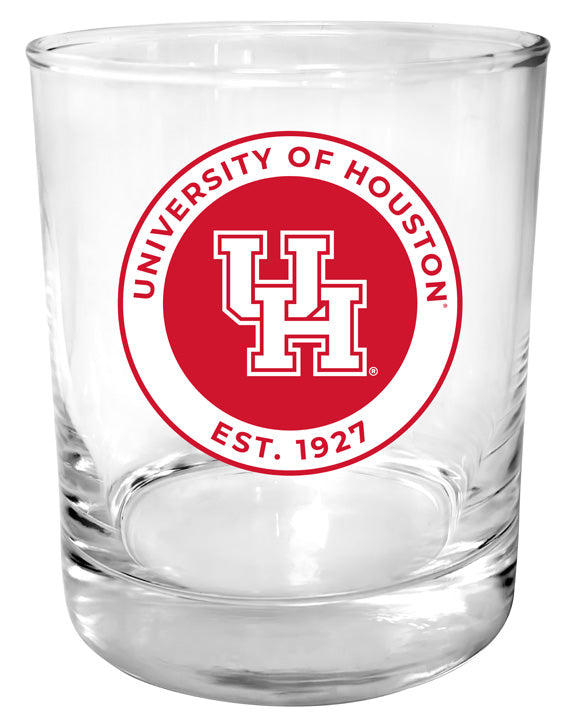 University of Houston 11 oz Round College Whiskey Glass – Officially Licensed with Full Color or Engraved Logo 