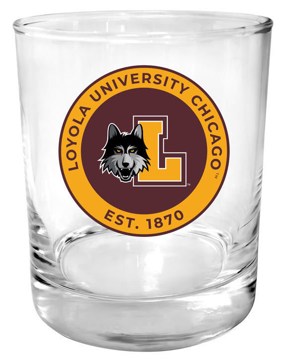 Loyola University Ramblers 11 oz Round College Whiskey Glass – Officially Licensed with Full Color or Engraved Logo 