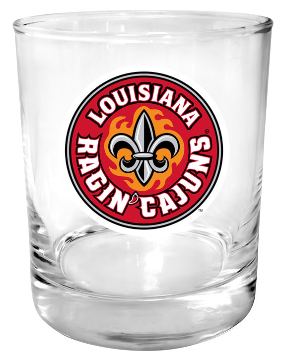 Louisiana at Lafayette Ragin' Cajuns 11 oz Round College Whiskey Glass – Officially Licensed with Full Color or Engraved Logo 