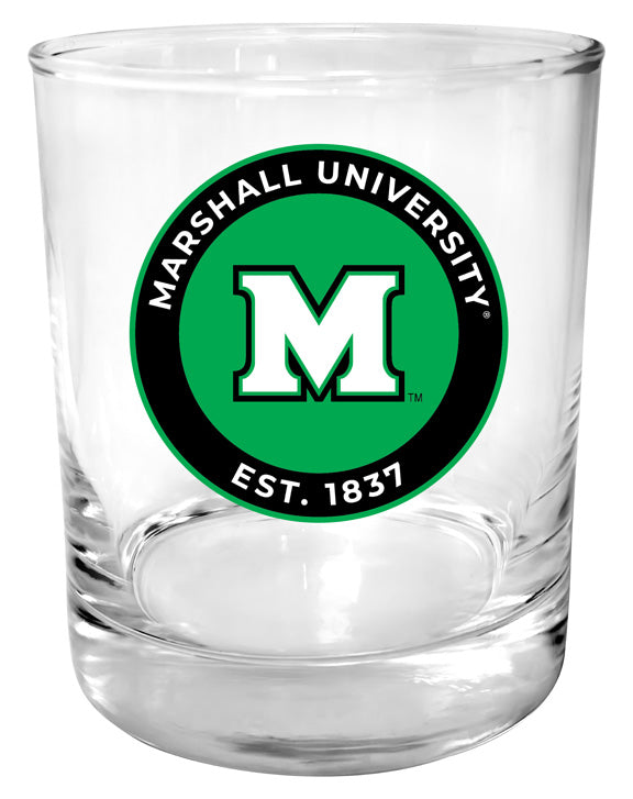 Marshall Thundering Herd 11 oz Round College Whiskey Glass – Officially Licensed with Full Color or Engraved Logo 
