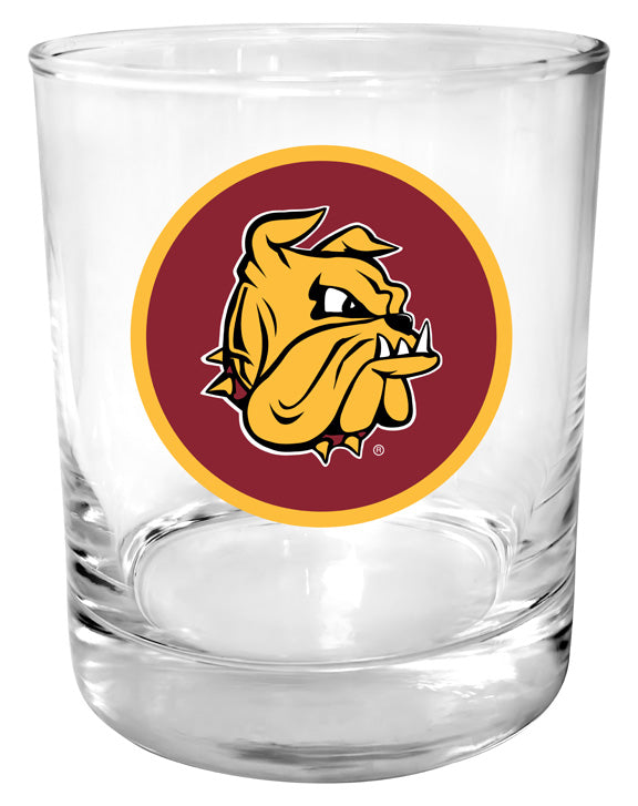 Minnesota Duluth Bulldogs 11 oz Round College Whiskey Glass – Officially Licensed with Full Color or Engraved Logo 