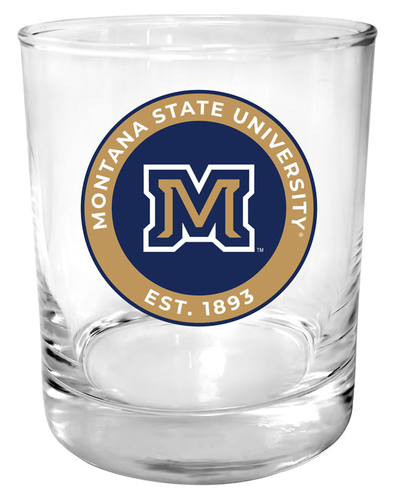 Montana State Bobcats 11 oz Round College Whiskey Glass – Officially Licensed with Full Color or Engraved Logo 