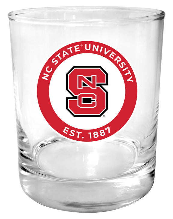 NC State Wolfpack 11 oz Round College Whiskey Glass – Officially Licensed with Full Color or Engraved Logo 