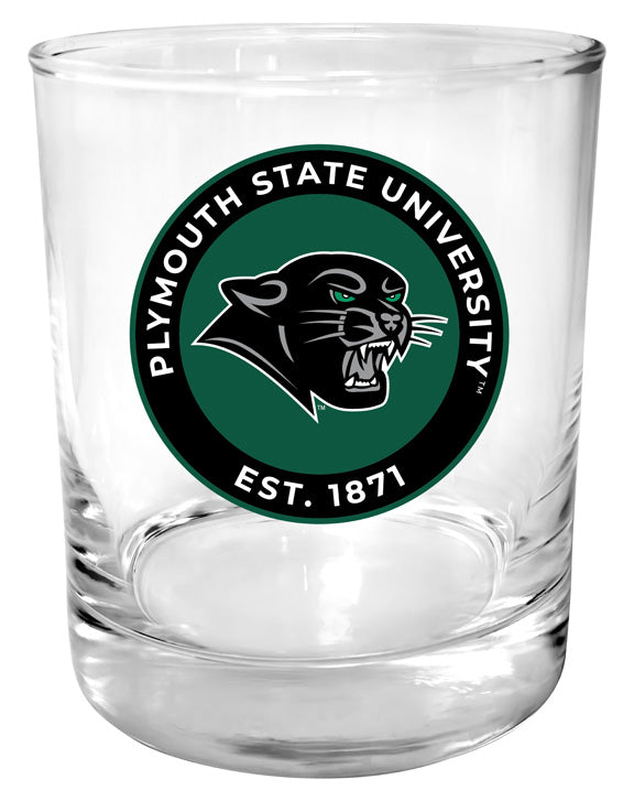 Plymouth State University 11 oz Round College Whiskey Glass – Officially Licensed with Full Color or Engraved Logo 