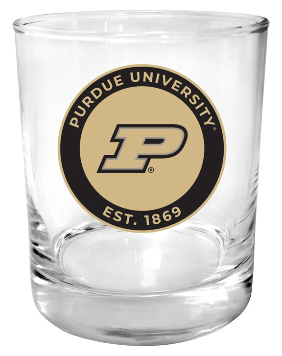 Purdue Boilermakers 11 oz Round College Whiskey Glass – Officially Licensed with Full Color or Engraved Logo 