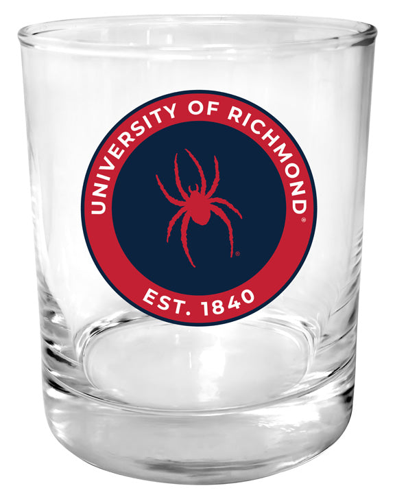 Richmond Spiders 11 oz Round College Whiskey Glass – Officially Licensed with Full Color or Engraved Logo 