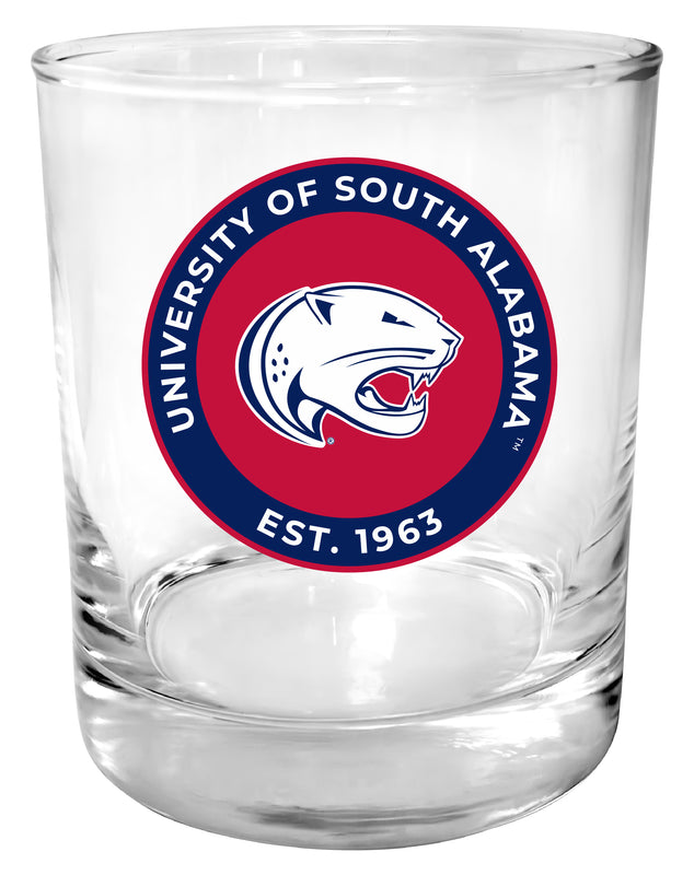 University of South Alabama 11 oz Round College Whiskey Glass – Officially Licensed with Full Color or Engraved Logo 