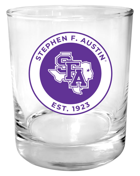 Stephen F. Austin State University 11 oz Round College Whiskey Glass – Officially Licensed with Full Color or Engraved Logo 
