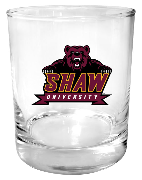 Shaw University Bears 11 oz Round College Whiskey Glass – Officially Licensed with Full Color or Engraved Logo 