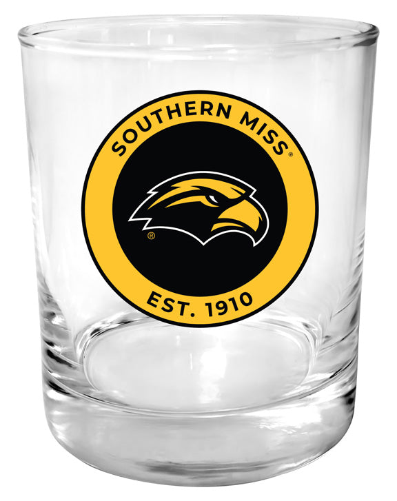 Southern Mississippi Golden Eagles 11 oz Round College Whiskey Glass – Officially Licensed with Full Color or Engraved Logo 