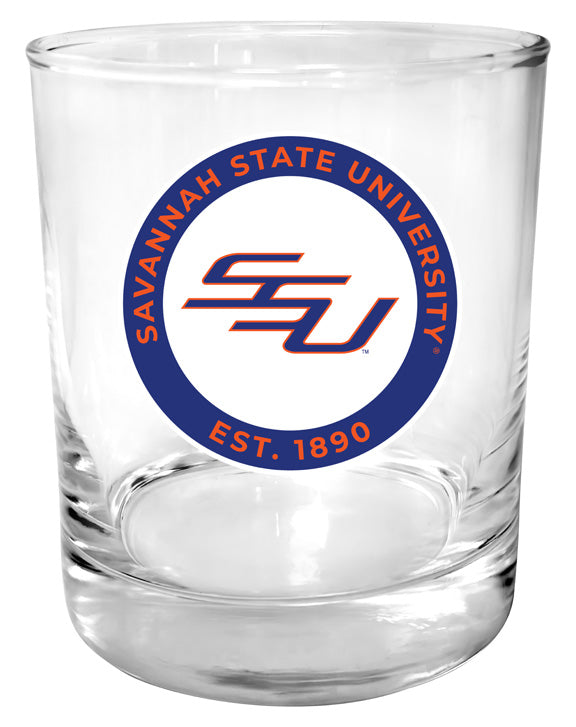 Savannah State University 11 oz Round College Whiskey Glass – Officially Licensed with Full Color or Engraved Logo 