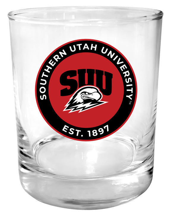 Southern Utah University 11 oz Round College Whiskey Glass – Officially Licensed with Full Color or Engraved Logo 