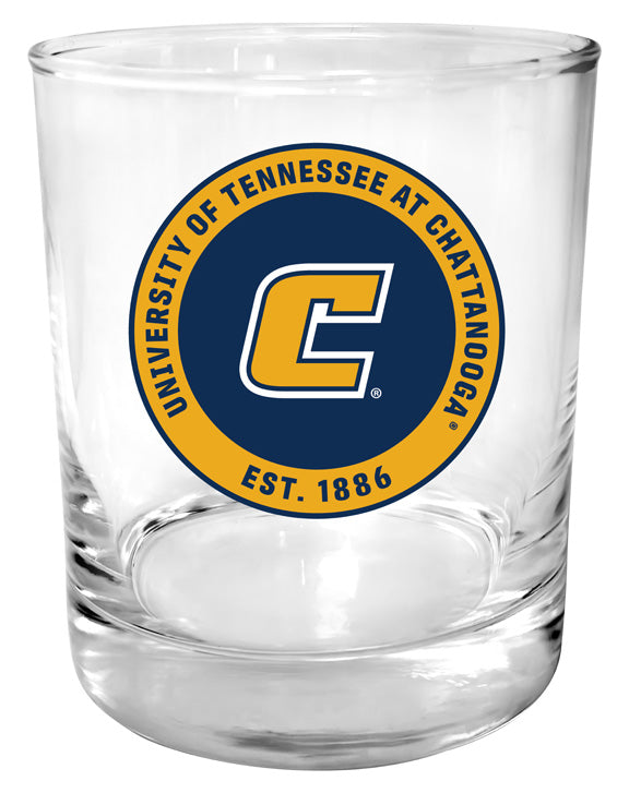University of Tennessee at Chattanooga 11 oz Round College Whiskey Glass – Officially Licensed with Full Color or Engraved Logo 