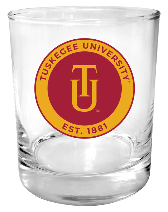 Tuskegee University 11 oz Round College Whiskey Glass – Officially Licensed with Full Color or Engraved Logo 