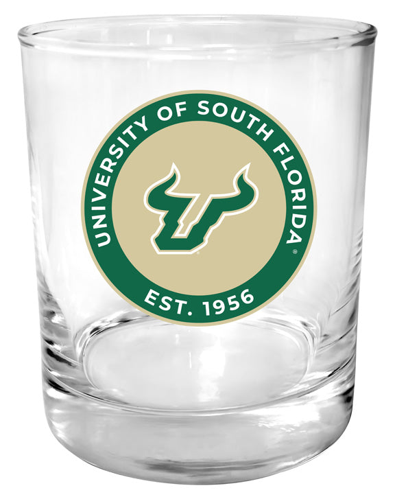 South Florida Bulls 11 oz Round College Whiskey Glass – Officially Licensed with Full Color or Engraved Logo 
