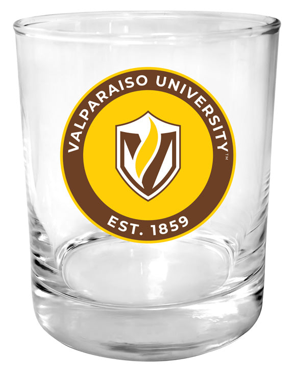 Valparaiso University 11 oz Round College Whiskey Glass – Officially Licensed with Full Color or Engraved Logo 