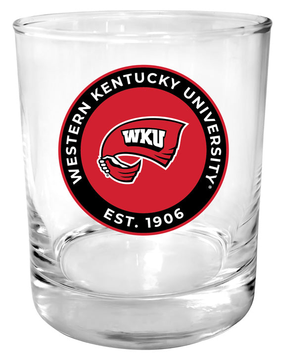 Western Kentucky Hilltoppers 11 oz Round College Whiskey Glass – Officially Licensed with Full Color or Engraved Logo 
