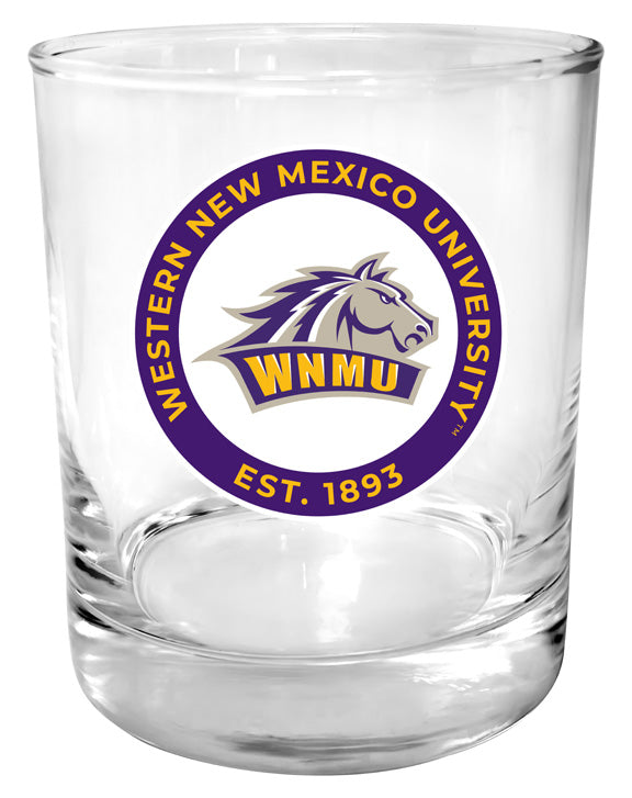 Western New Mexico University 11 oz Round College Whiskey Glass – Officially Licensed with Full Color or Engraved Logo