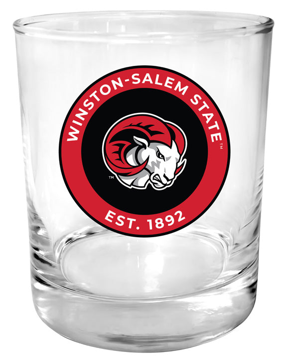 Winston-Salem State 11 oz Round College Whiskey Glass – Officially Licensed with Full Color or Engraved Logo 