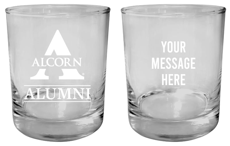 Alcorn State Braves Customizable 11 oz Round College Whiskey Glass – Officially Licensed Engraved Design Alumni