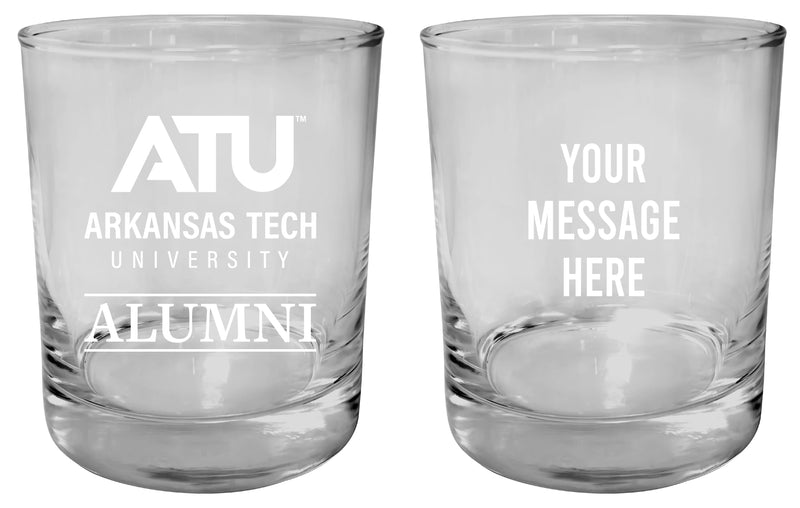 Arkansas Tech University Customizable 11 oz Round College Whiskey Glass – Officially Licensed Engraved Design Alumni