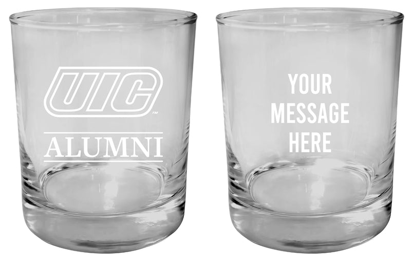 University of Illinois at Chicago Customizable 11 oz Round College Whiskey Glass – Officially Licensed Engraved Design Alumni