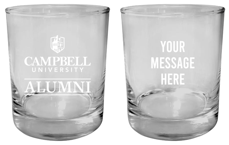 Campbell University Fighting Camels Customizable 11 oz Round College Whiskey Glass – Officially Licensed Engraved Design Alumni