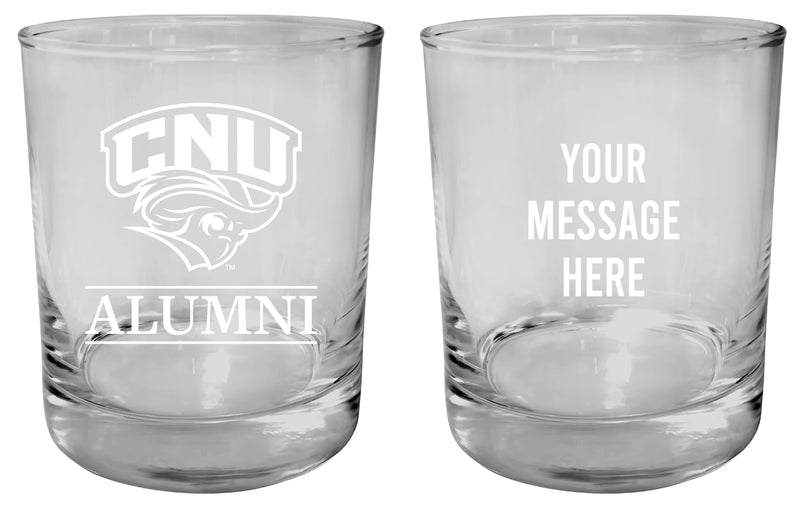 Christopher Newport Captains Customizable 11 oz Round College Whiskey Glass – Officially Licensed Engraved Design Alumni
