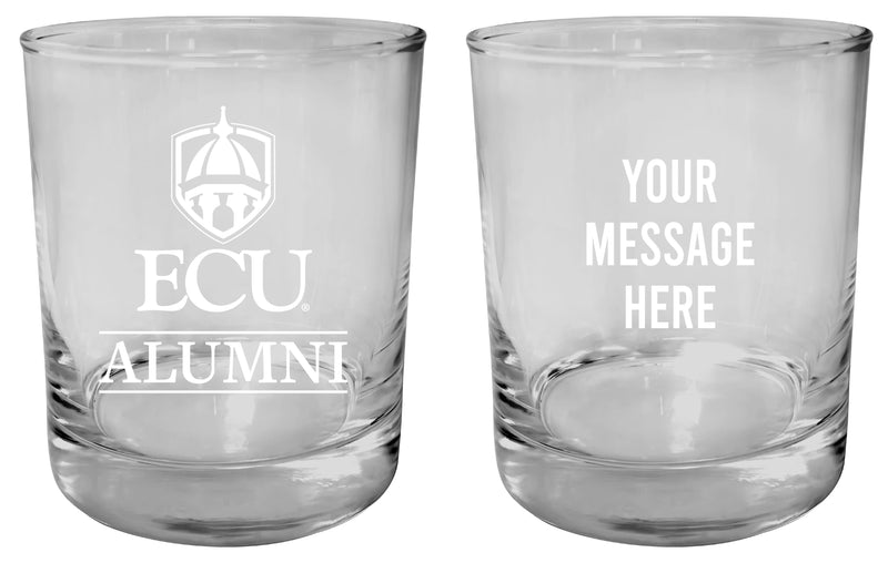 East Carolina Pirates Customizable 11 oz Round College Whiskey Glass – Officially Licensed Engraved Design Alumni