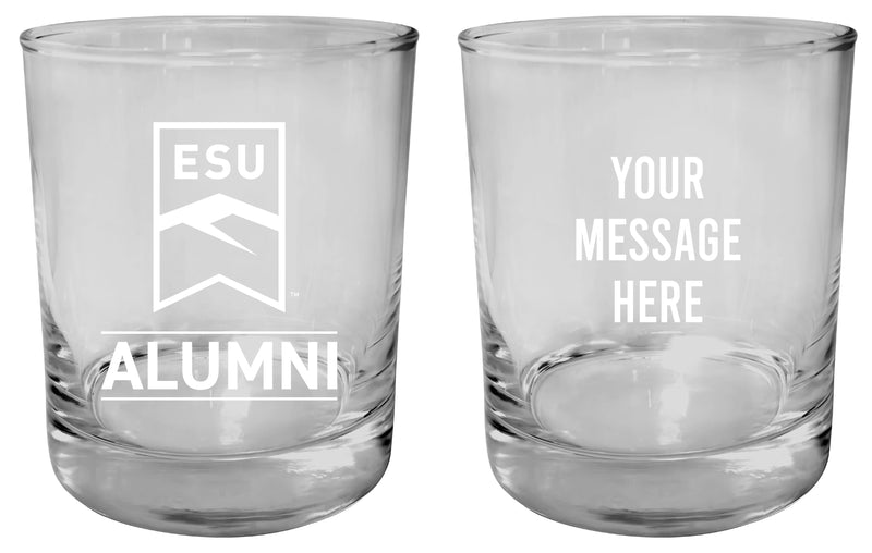 East Stroudsburg University Customizable 11 oz Round College Whiskey Glass – Officially Licensed Engraved Design Alumni