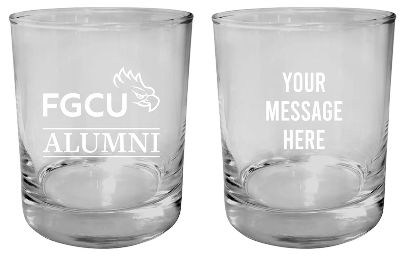 Florida Gulf Coast Eagles Customizable 11 oz Round College Whiskey Glass – Officially Licensed Engraved Design Alumni