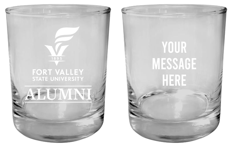 Fort Valley State University Customizable 11 oz Round College Whiskey Glass – Officially Licensed Engraved Design Alumni