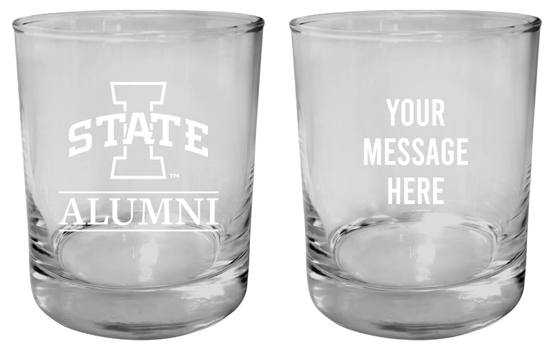 Iowa State Cyclones Customizable 11 oz Round College Whiskey Glass – Officially Licensed Engraved Design Alumni
