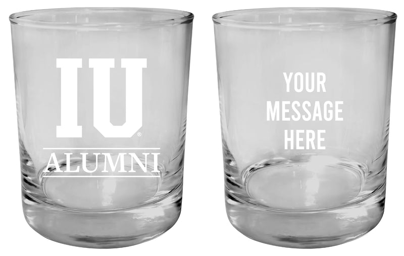 Indiana Hoosiers Customizable 11 oz Round College Whiskey Glass – Officially Licensed Engraved Design Alumni