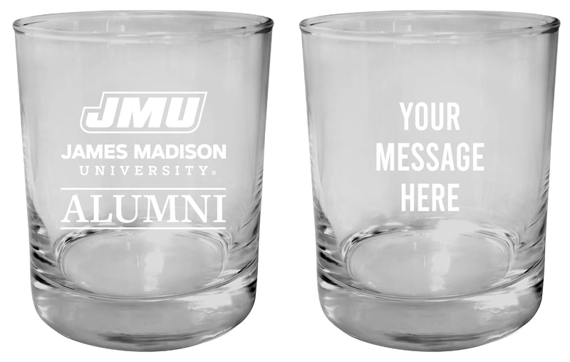 James Madison Dukes Customizable 11 oz Round College Whiskey Glass – Officially Licensed Engraved Design Alumni