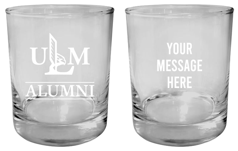 University of Louisiana Monroe Customizable 11 oz Round College Whiskey Glass – Officially Licensed Engraved Design Alumni
