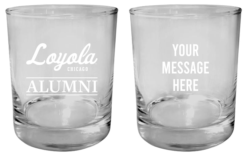 Loyola University Ramblers Customizable 11 oz Round College Whiskey Glass – Officially Licensed Engraved Design Alumni