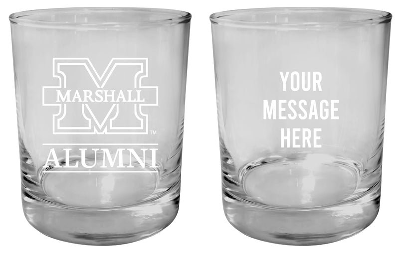 Marshall Thundering Herd Customizable 11 oz Round College Whiskey Glass – Officially Licensed Engraved Design Alumni